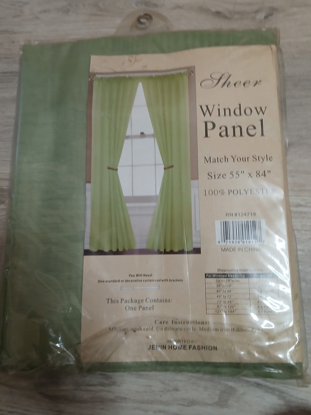 Sheer Window Panel in Light Green